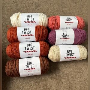 Big Twist Yarn Lot 7 Skeins Acrylic Yarn Assorted Colors New